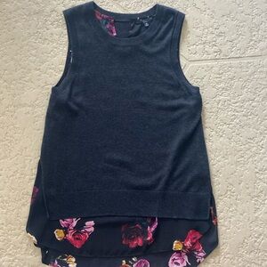 Thakoon Black Floral Overlay Sleeveles Sweater Size Medium